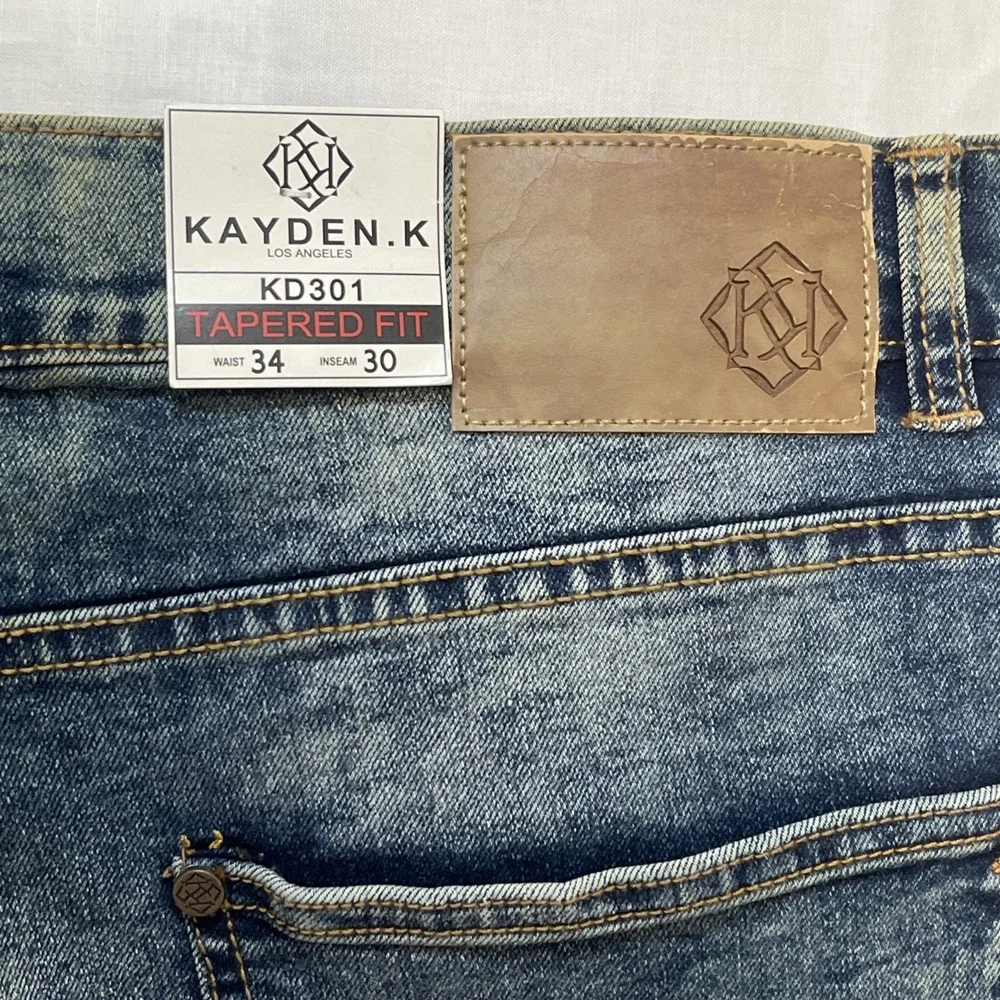 Kayden K Los Angeles Jeans‎ Tapered Ripped Faded 34x30
